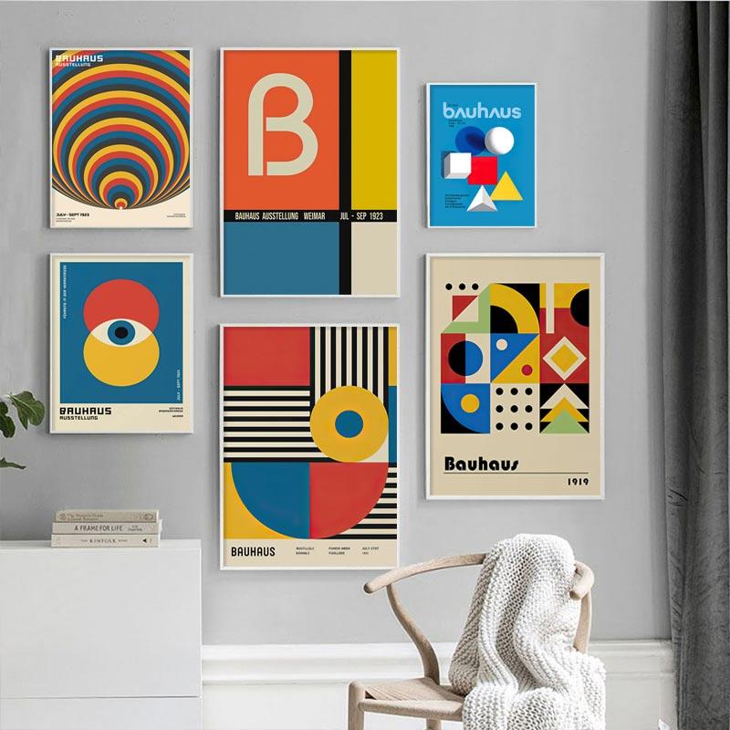 Абстрактные геометрические линии Баухауза, постеры и принты, скандинавская Япония, настенная живопись на холсте, современные картины для декора гостиной