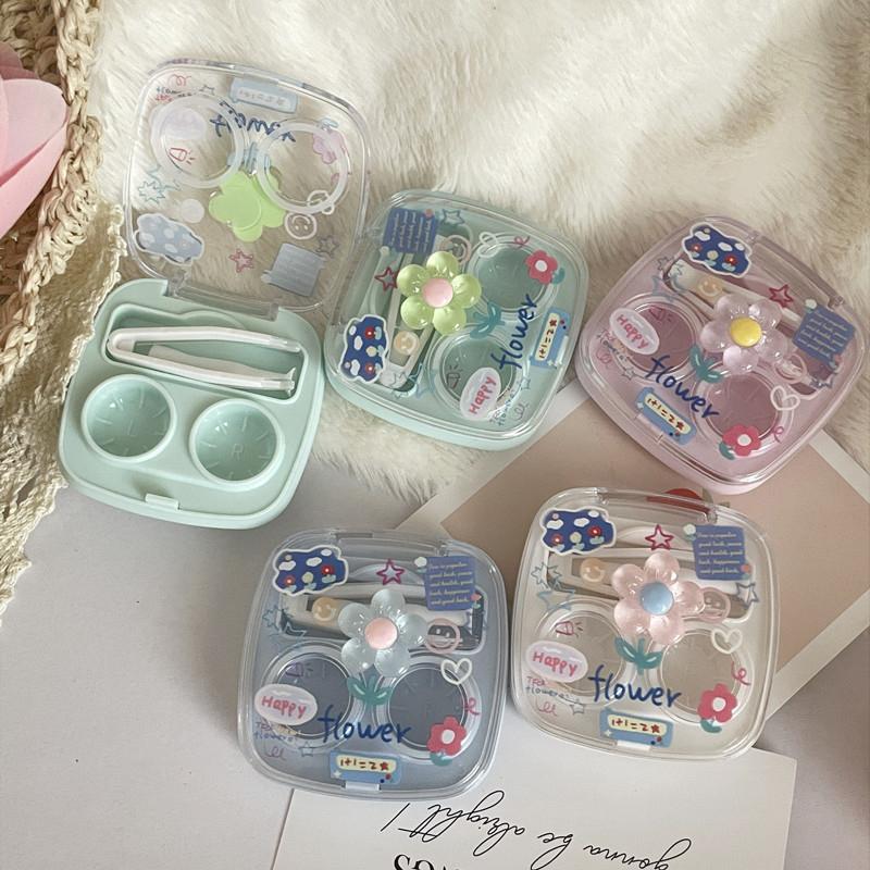 Cute Portable Contact Lens Box For Girls Minimalist Mini Contact Lens Storage Container Contact Lens Case Travel Kit