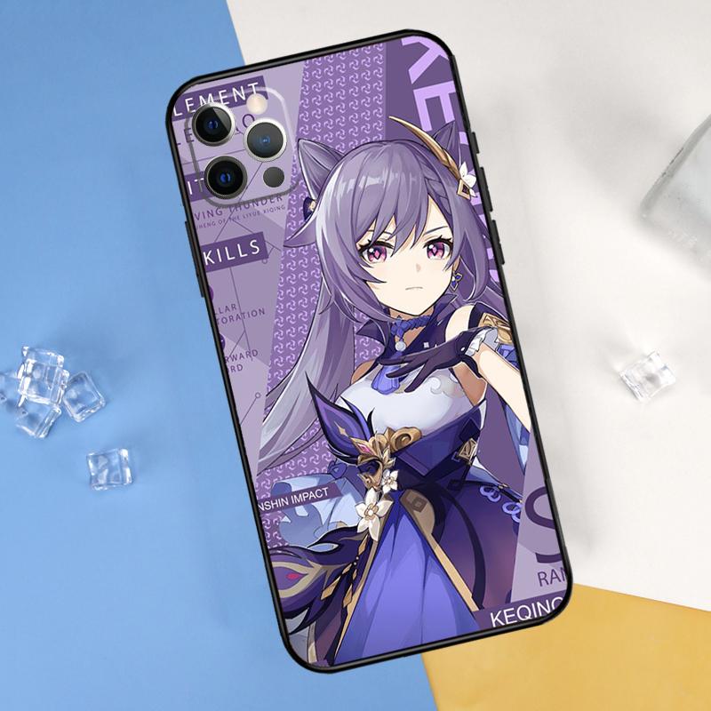 Чехол для телефона Genshin Impact Кэцин Для iPhone 16 Pro Max 12 13 Mini 11 14 15 Pro Max XR 16 15 Plus 16e Защитный корпус