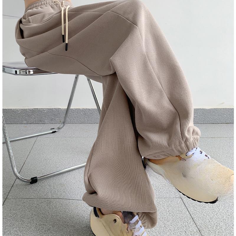 Женские спортивные штаны свободного кроя с высокой талией, повседневные брюки-клеш, новый стиль, осенне-зимние широкие брюки
