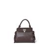 Handbag with Ruffle Feminine 2-Way Design, Padlock, JSLH5DH1, Chocolate, Women's