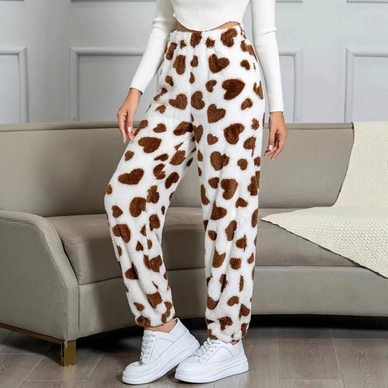 Women S High Waist Loose Printed Plush Sweatpants