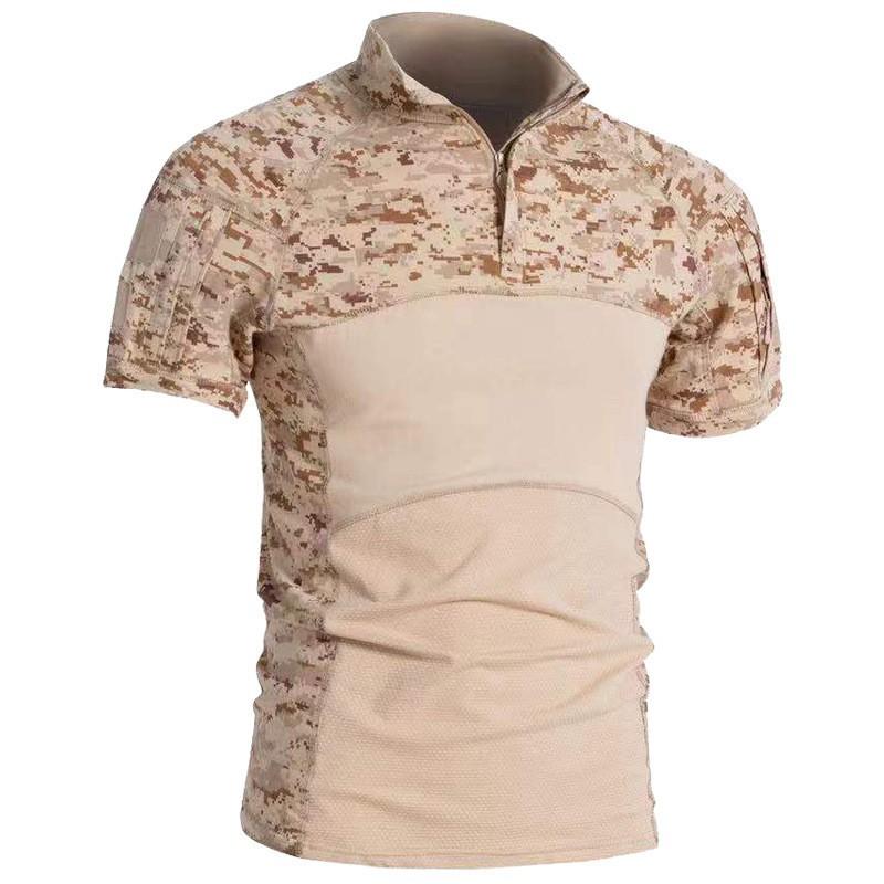 Knitted Frog Clothes Men's Camouflage Short-sleeved Slim Elastic T-shirt Property Team Building Top