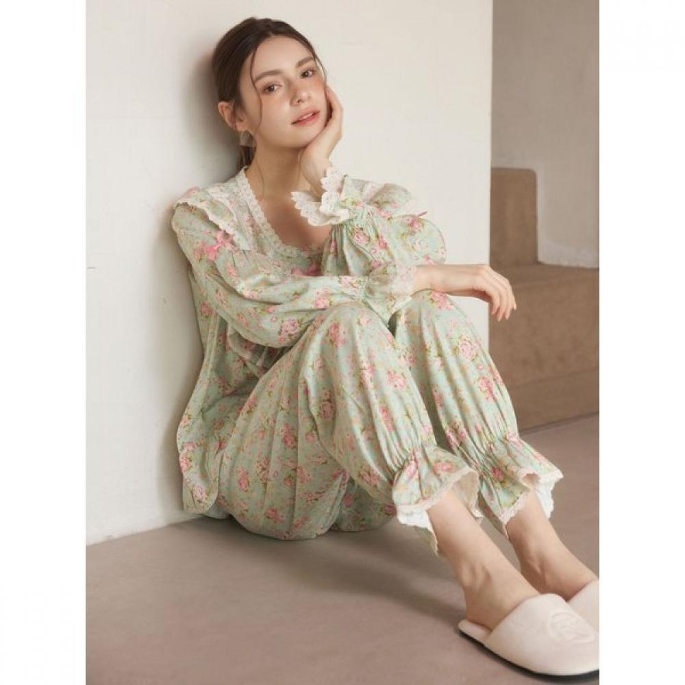Lunaluz Women S Long Sleeve Round Neck Two Piece pajamaS roSe Duo