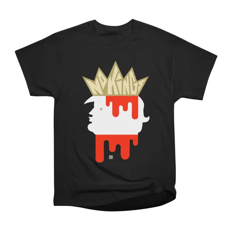 Men Casual Shirts Short Sleeves NO KINGS Tees Oversized T-shirts