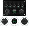 5 Gang 12V Switch Panel ON-OFF Rocker Toggle Waterproof for Boat Marine RV Truck Red