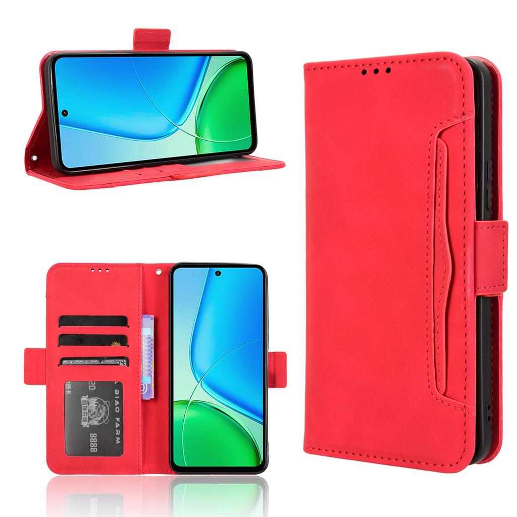 For vivo Y29 4G Leather Case Phone Wallet Cover with Multiple Card Slots