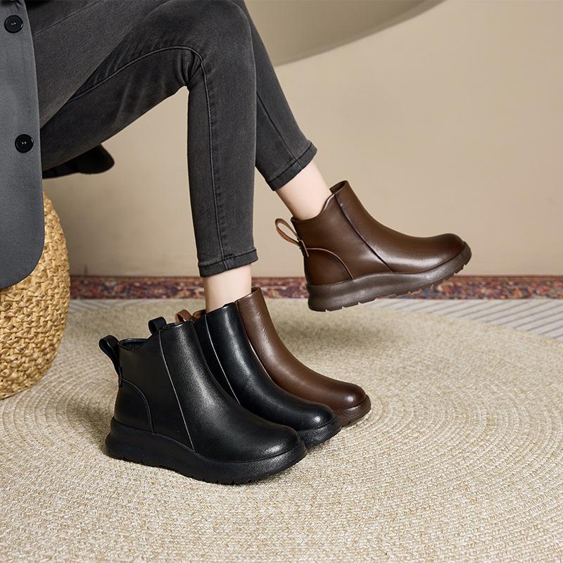 Кожаные ботинки Мартин на платформе женские 2025 новые осенне-зимние ретро ботинки челси черные повседневные короткие ботинки