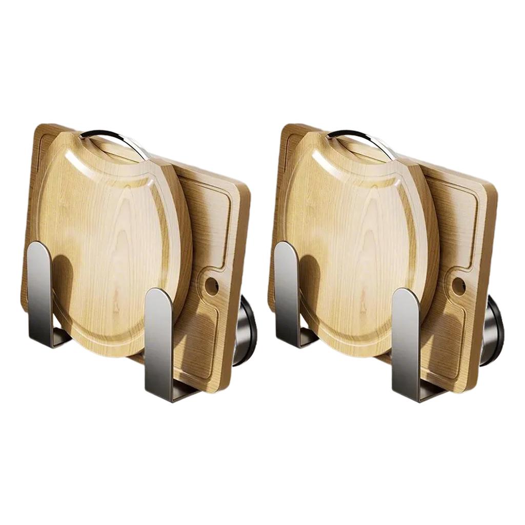 Набор из 2 настенных держателей для крышек кастрюль, не требующих сверления, удобен для маленьких кухонь и ограниченного пространства