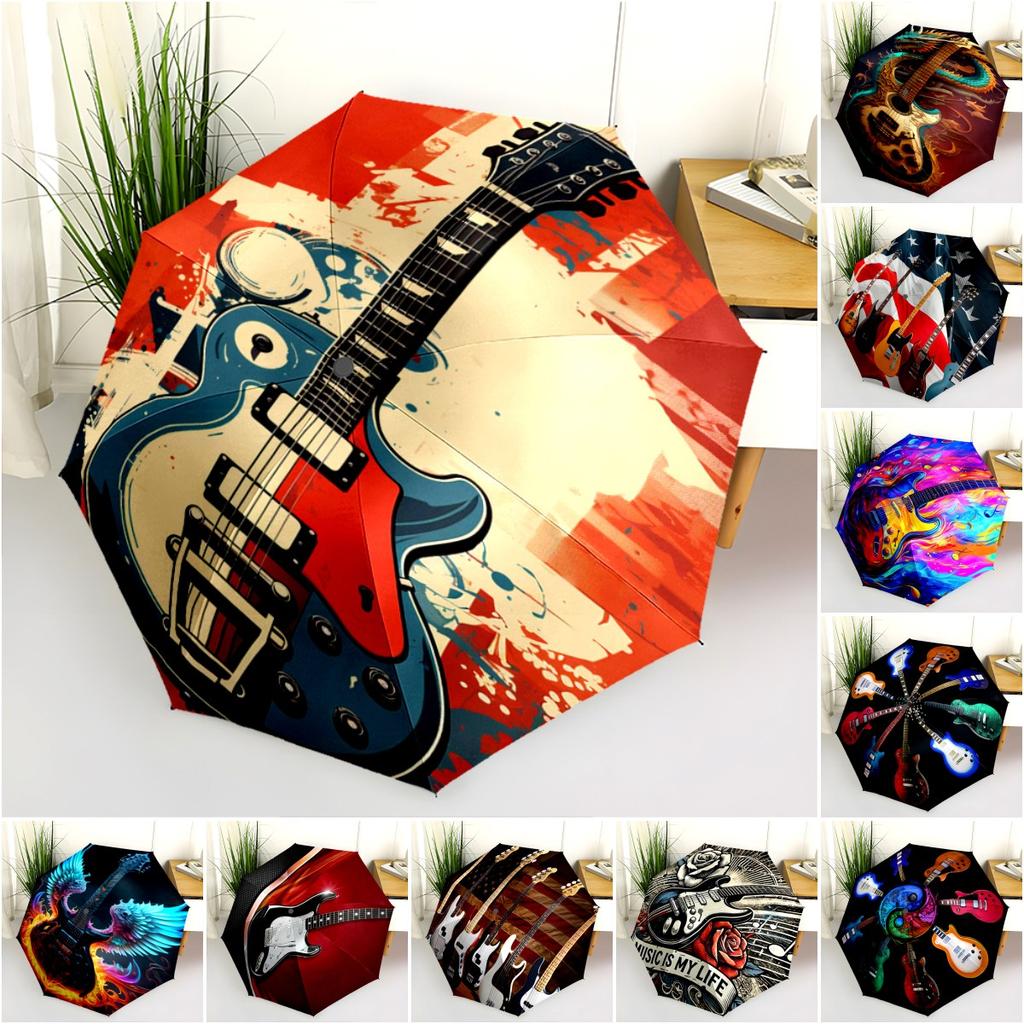 1PC electric guitar Umbrella Portable Folding Umbrella Iron Frame Hole Bone Structure Outdoor Home Umbrella A11