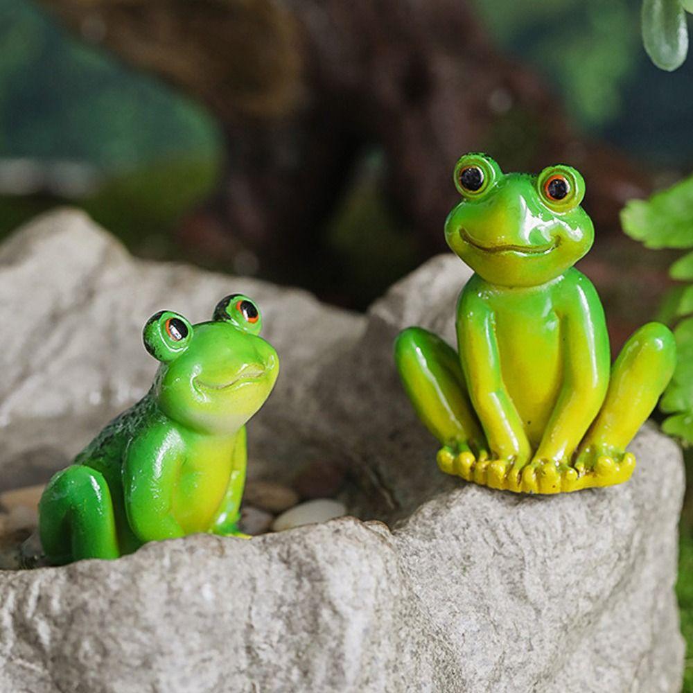 Mini Garden Frog Ornament Resin Micro Landscape Decoration Animal Statue Frog Figurines Patio