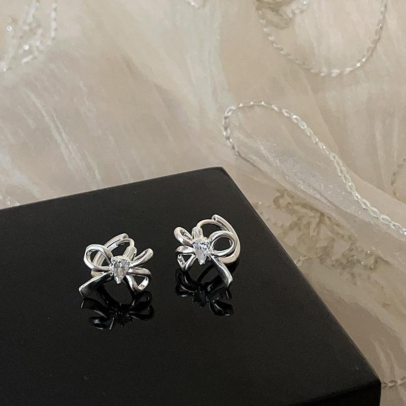 Серьги-бантики с микро-инкрустацией из циркония, женские, нишевые, дизайн, сладкие и милые, простые, индивидуальные, универсальные серьги