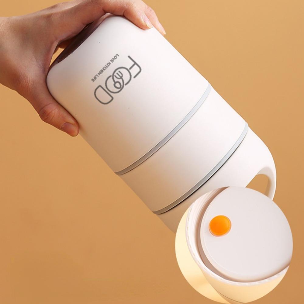 2-Tier Breakfast 304 Stainless Steel Warmer Soup Cup Vacuum Thermal Lunch Box Insulated Lunch Bag