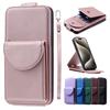 Fashion Solid Color PU Leather Card Slots Wallet Phone Bag Case for iPhone Samsung Xiaomi Google Moto SONY VIVO Handstrap Stand Holder Funda Cover