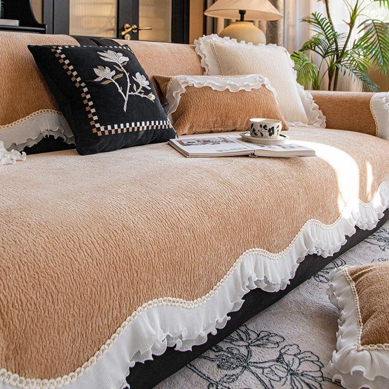 Retro Wind Sofa Cushion Universal In All Seasons, Special-Shaped New Non-Slip Light Luxury One-Piece Straight Row Sofa Cushion