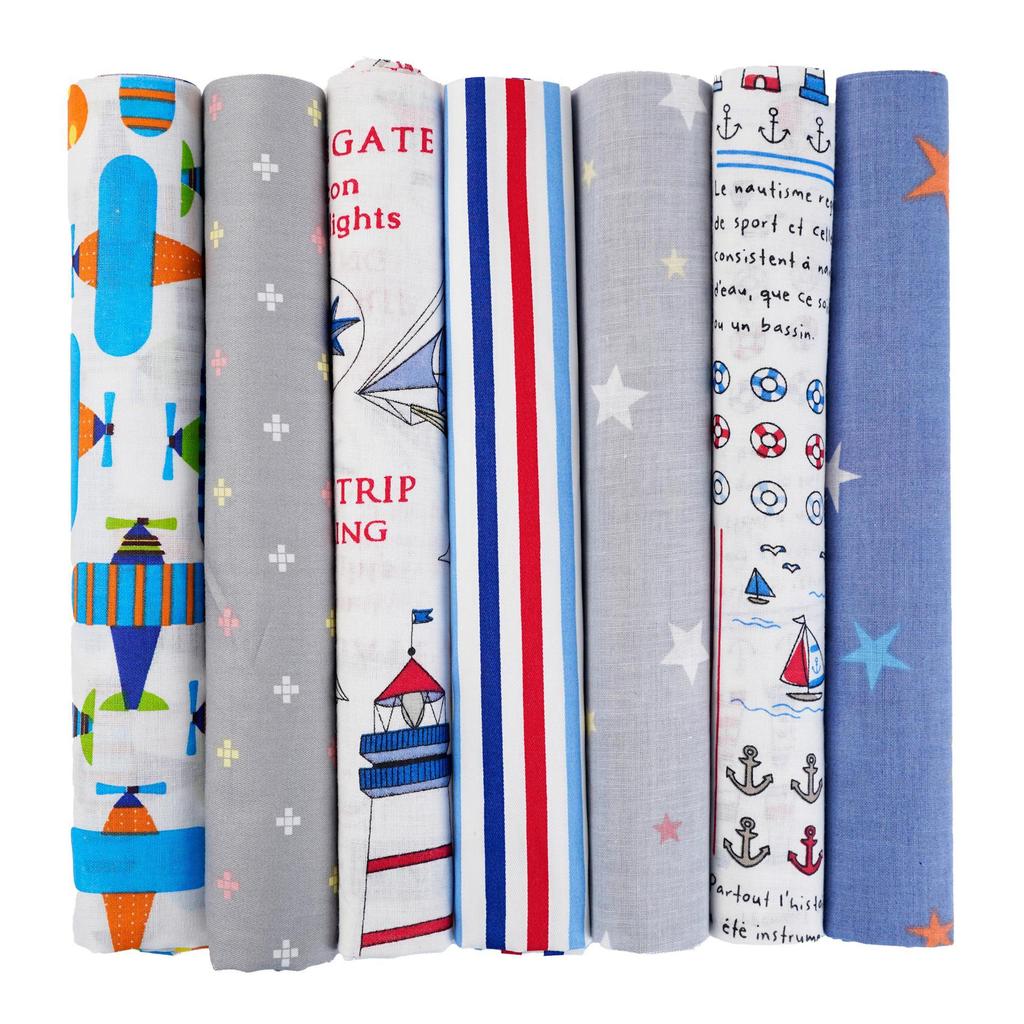 Набор хлопчатобумажной ткани 7 цветов для DIY проектов с цветочными, клетчатыми и гороховыми узорами