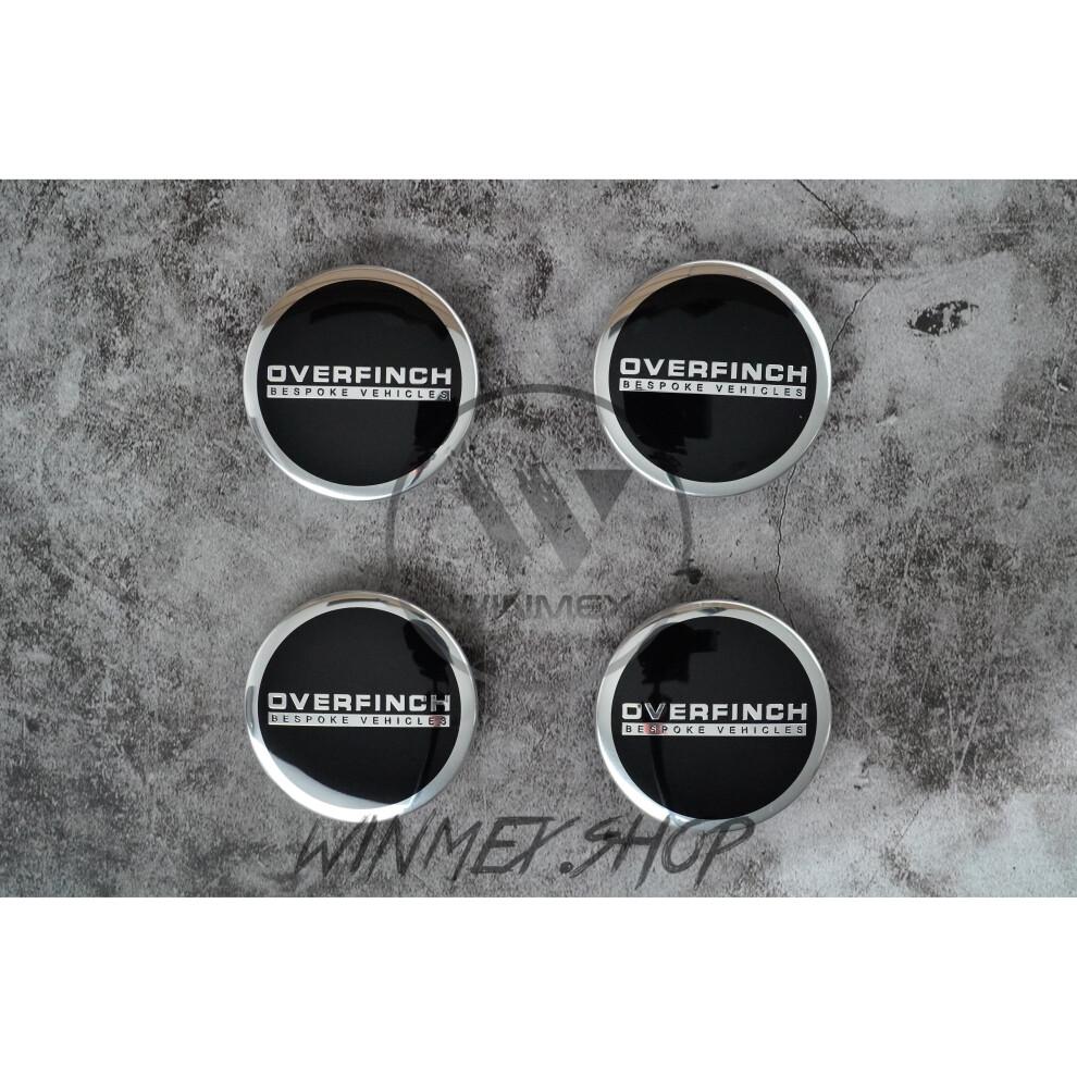 Set of 4 Black Range Rover Overfinch alloy wheel caps 63mm