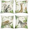 Bonhause Tropical Animals Throw Pillow Covers 18 x 18 Inch Elephant Giraffe Leopard Zebra Decorative Pillow Cases Summer Outdoor Cushion Covers for