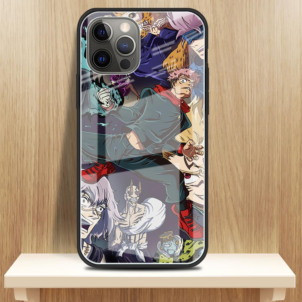 Чехол из закаленного стекла Apple iPhone 13 12 Mini 11 Pro Max XR XS SE 2020 7 8 Plus 6 6S X, задняя крышка для телефона Jujutsu Kaisen Gojo