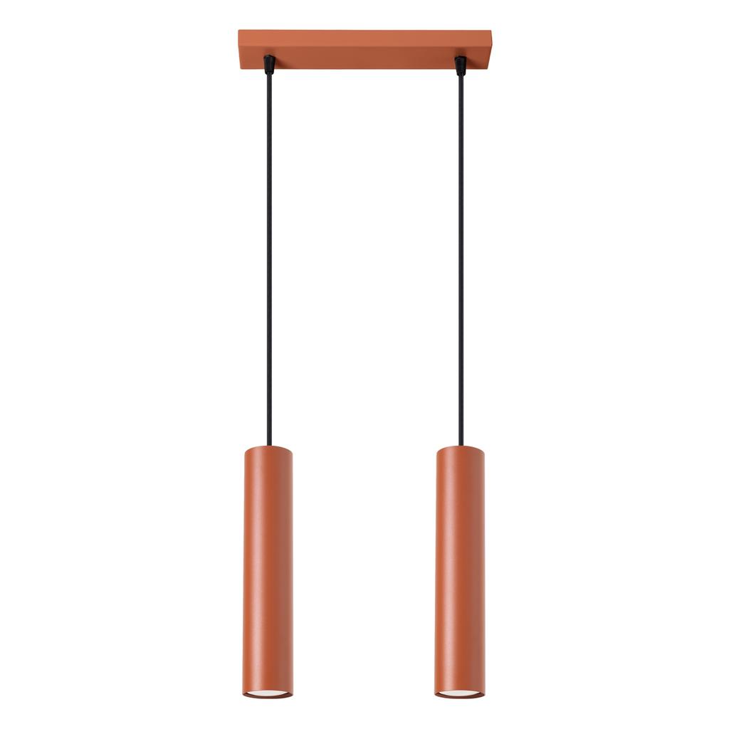 Lampa Wisząca Nowoczesna Ochra Czerwona Listwa Dwie Tuby 30 Cm Do Jadalni Kuchni Nad Wyspę 2Xgu10 10W Lagos Sollux Lighting