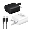 UK Plug For 25W Super Fast Charging UK Adapter PD Charger USB Cable For Samsung Galaxy A33 M53 S20 S21 S22 S23 Note 20 Ultra