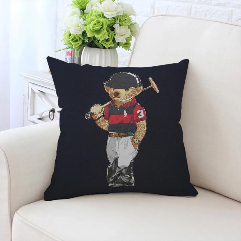 45x45см декоративная наволочка на подушку для дивана, модная наволочка с медведем, декоративная наволочка для кровати, индивидуальный подарок, спинка стула