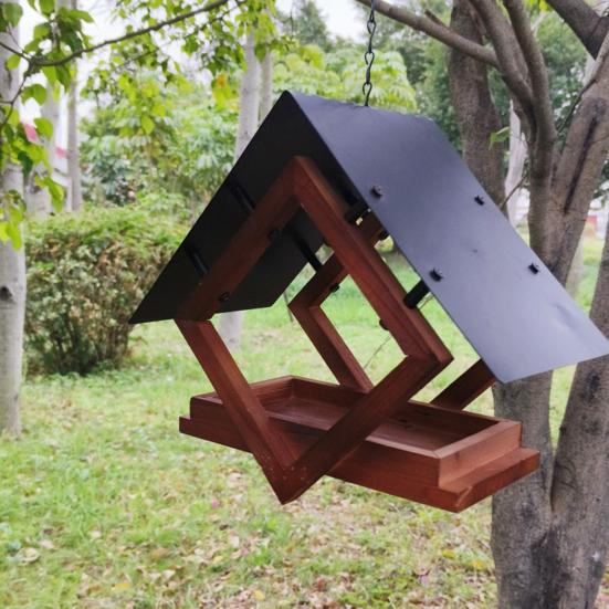 Кормушки для птиц уличные подвесные деревянные кормушки для птиц с атмосферостойкой металлической крышей