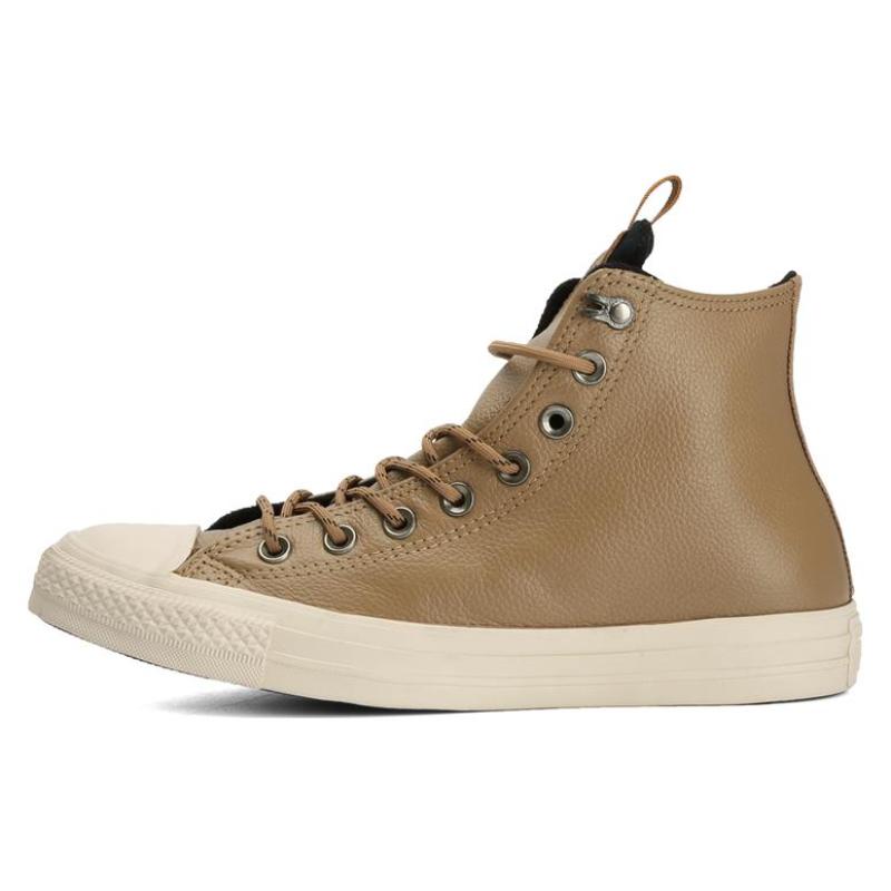 Converse Chuck Taylor All Star Leather Vintage Casual Slip-resistant Lightweight High-top Sneakers Unisex White and Brown