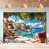 Italian coastal city scenery polyester background - A multi-functional, beach-themed decoration suitable for photography