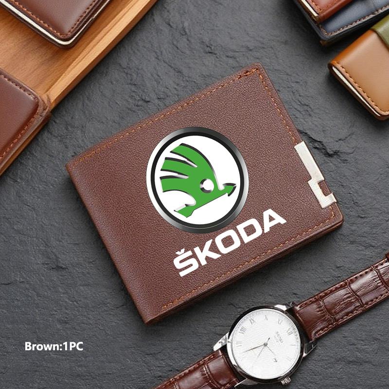 TTJJ2 Men Wallet ID Credit Card Holder License Bag Gift Accessories For Skoda S Kodiaq Octavia 2 3 Yeti Karoq Rapid Fabia VII VRS