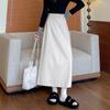 Женская шерстяная юбка осень и зима новая юбка миди с разрезом высокая талия стройнящая большого размера модная универсальная юбка-карандаш