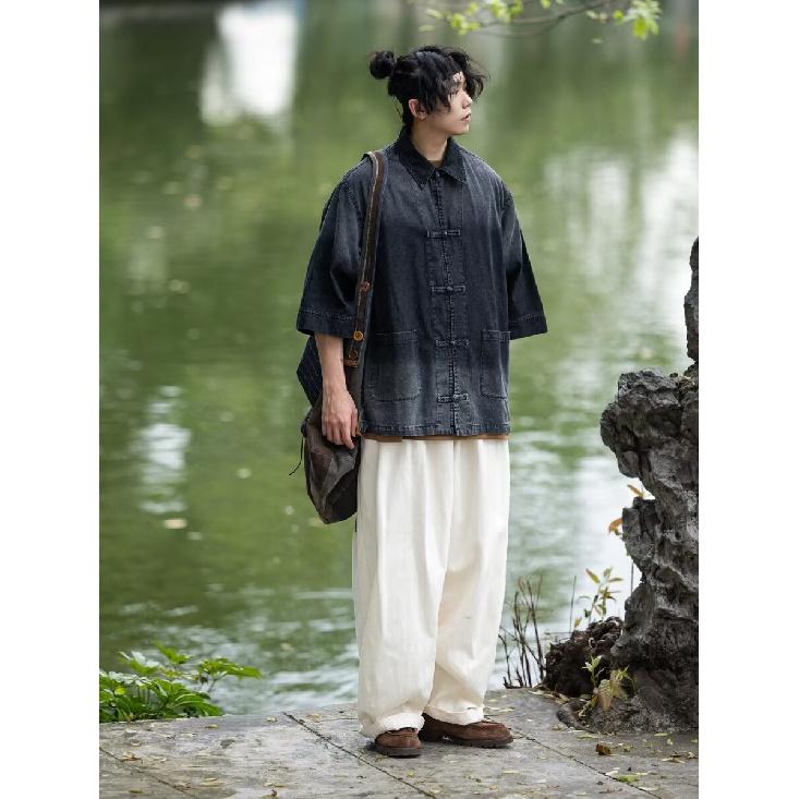 Летняя новая джинсовая куртка в китайском стиле в винтажном стиле для мужчин и женщин, свободный джинсовый топ с ретро-пуговицей