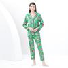 Пижамный комплект с винтажным принтом для женщин, рубашка с воротником-блейзером и брюки длиной до щиколотки, одежда для сна и отдыха