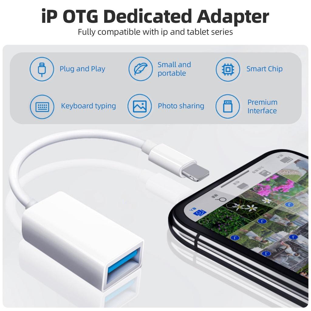 FONKEN Адаптер OTG для кабеля Lightning to USB 3.0 для передачи данных, устройства чтения карт памяти для iPhone, iPad, преобразователя разъемов