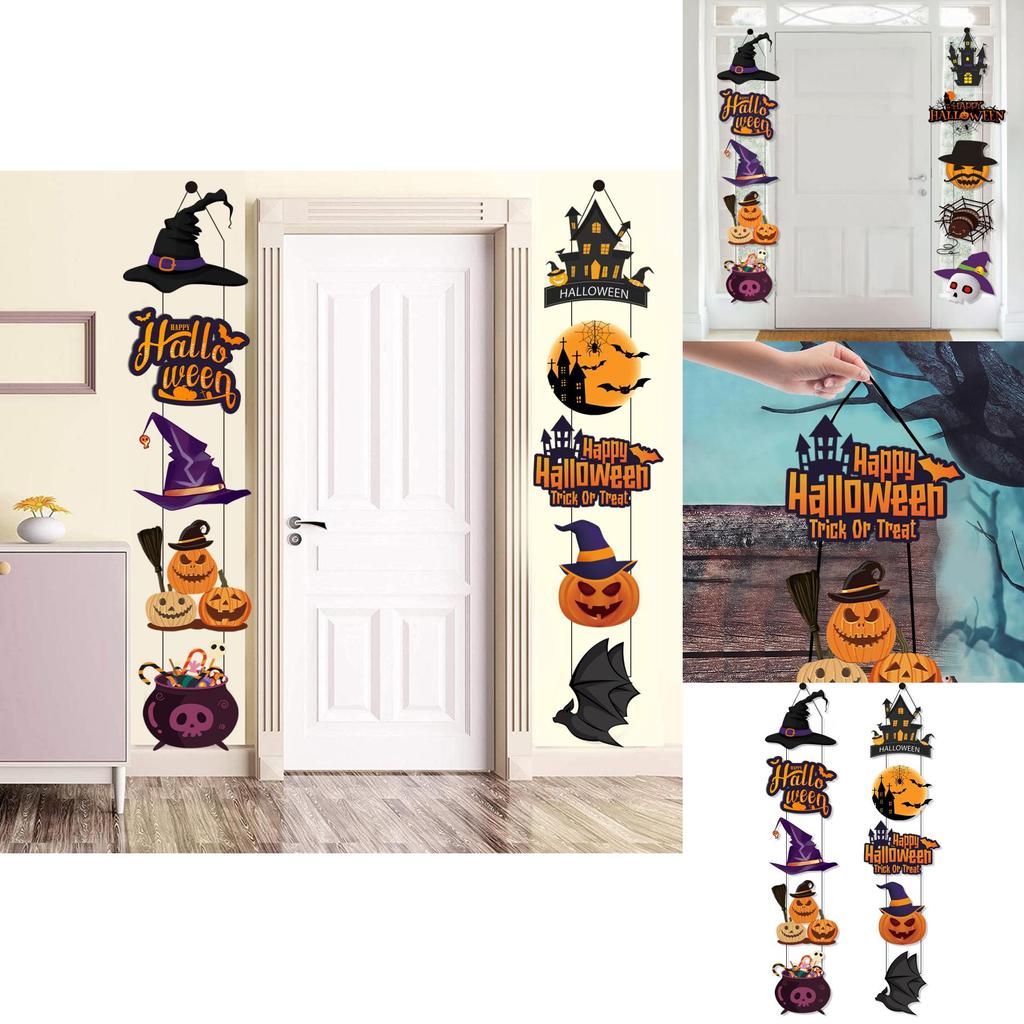Halloween Door Scene Setter With Paper Pumpkin And Bat For Trickortreat And Party Atmosphere