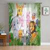 Cartoon Wild Animal In The Jungle Sheer Curtains for Living Room Transparent Tulle Window Curtain Bedroom Kitchen Veil Drapes