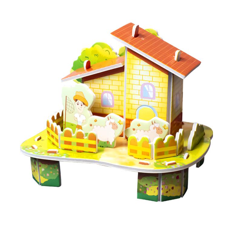 3D Стереоскопический Домик-Пазл DIY для Детей 3-6 лет - Образовательная Бумажная Поделка
