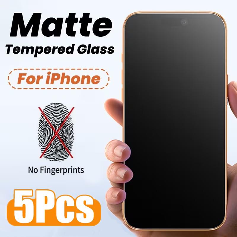 5 шт. Матовое закаленное стекло для iPhone 17 15 14 11 12 13 16 Pro Max Mini Матовый защитный экран для iPhone 16 15 Plus XR X XS 2