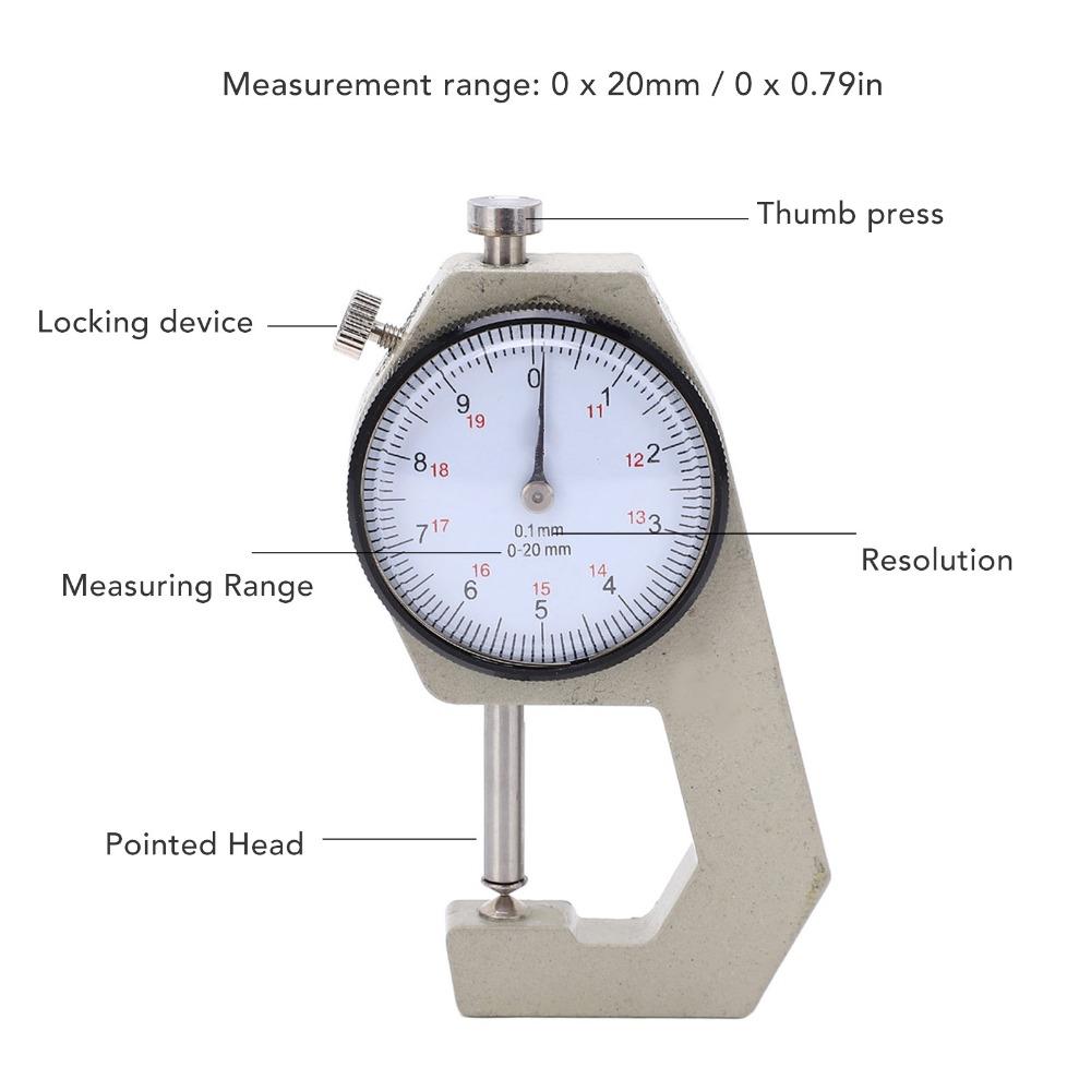 Pointer Display Thickness Micrometer 0-20mm Range Portable Thickness Meter For Fabrics