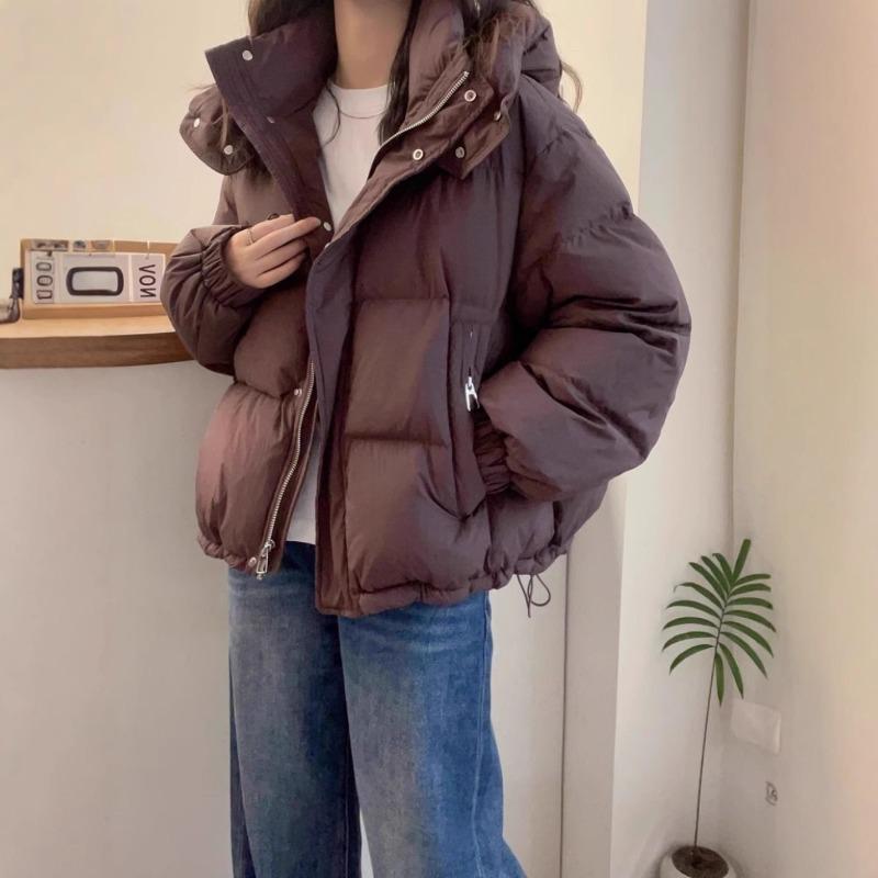 Осень и зима пуховик с хлопковой подкладкой женский короткий большого размера свободный маленький с капюшоном теплый хлопковый жакет куртка