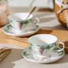 Европейская керамическая чашка для кофе с блюдцем в виде цветочной лозы, изысканная кружка с цветами и птицами, чашка для послеобеденного чая, домашняя кружка для завтрака, кружка для молока