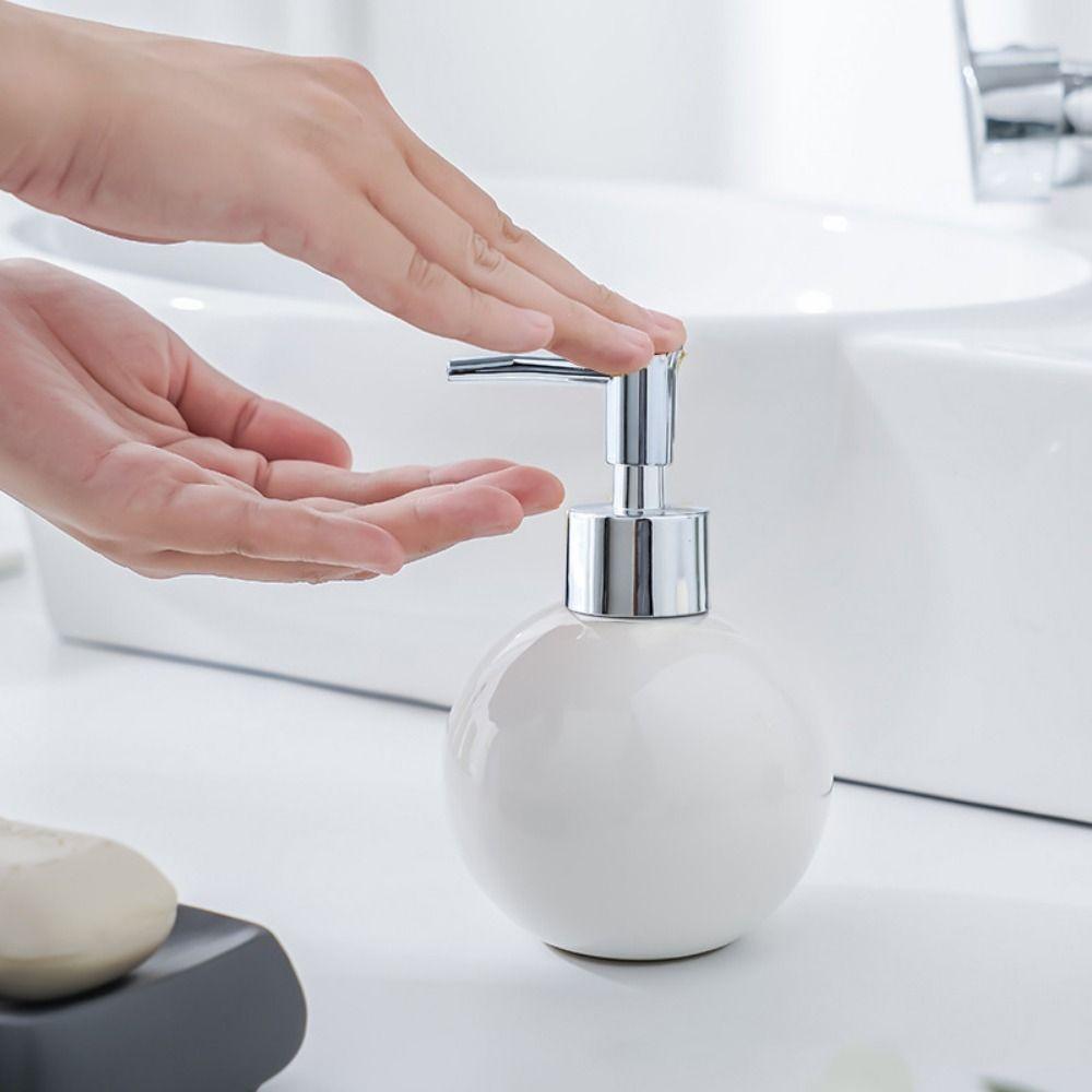 Press Type Ceramic Hand Soap Bottle Refillable Bath Lotion Pump Jar Liquid Soap Container Home