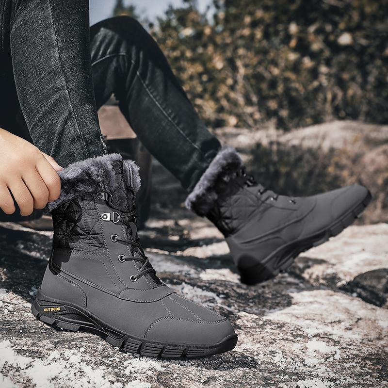 Мужские зимние ботинки для скалолазания, теплые рабочие ботинки для пустыни с мехом, высокие походные ботинки большого размера