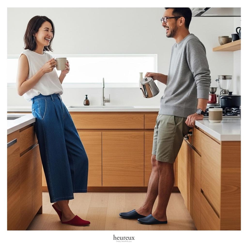 Удобные комнатные сандалии, изготовленные по тому же производственному процессу, что и Подходят как для мужчин, так и для японской обуви [heureux]. Звукопоглощающие