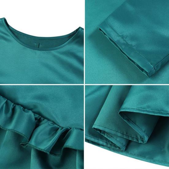 Oversized Dress A-line Ruffle Hem Knee Length Pure Color Midi Dress Long