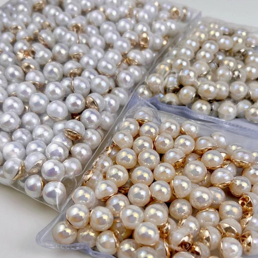 10pcs Pearl Luster Beautiful Buttons 10mm Small Decorative Shank Buttons Woman's Blouse Skirt Sewing Accessories