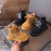 Новые весенне-осенние детские ботинки для мальчиков с круглым носком, повседневные детские ботильоны, модные простые ботинки на толстой подошве для девочек, школьные черные ботинки