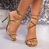 Fashion Women Open Toe Sandals 2025 Summer Lace Up Stiletto Heels Party Banquet Women Shoes Elegant High Heels Sandals Women