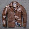 Top Layer Horse Leather Genuine Leather Men's Suit Lapel Large Size Middle-aged Jacket