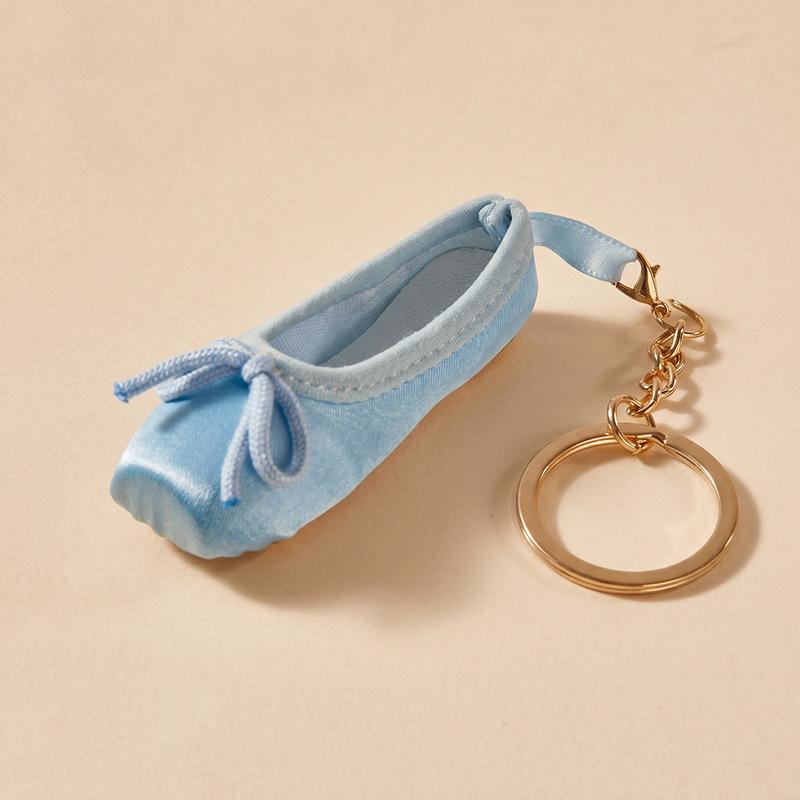 Satin Pointe Ballet Shoes Keychain Cute Mini Key Ring Solid Color Bag Pendant Lovely Gift for Girls Dance Class Rewards